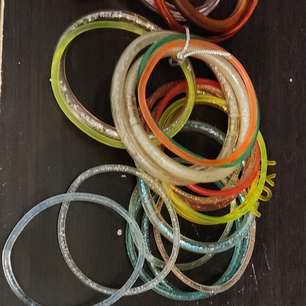 Colorful Bangle Set Vintage 80s Jelly